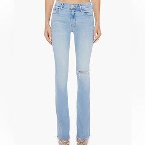 Mother Runaway Frayed Hem Skinny Flare Jeans